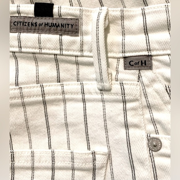 Citizens of Humanity white stripe Rocket Crop High rise ankle skinny jeans 25 XS - Picture 8 of 10